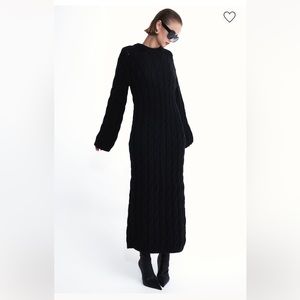 H&M Black Cable Knit midi dress
